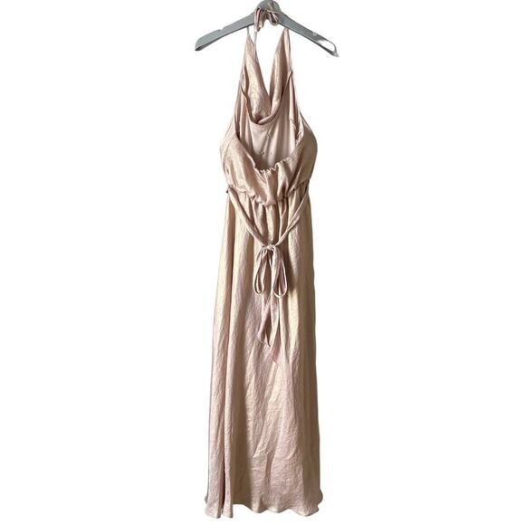 NOUVELLE AMSALE Liane Bridesmaid Dress Maxi Prom N349 Liquid Metal Rose Gold XS - Picture 6 of 13